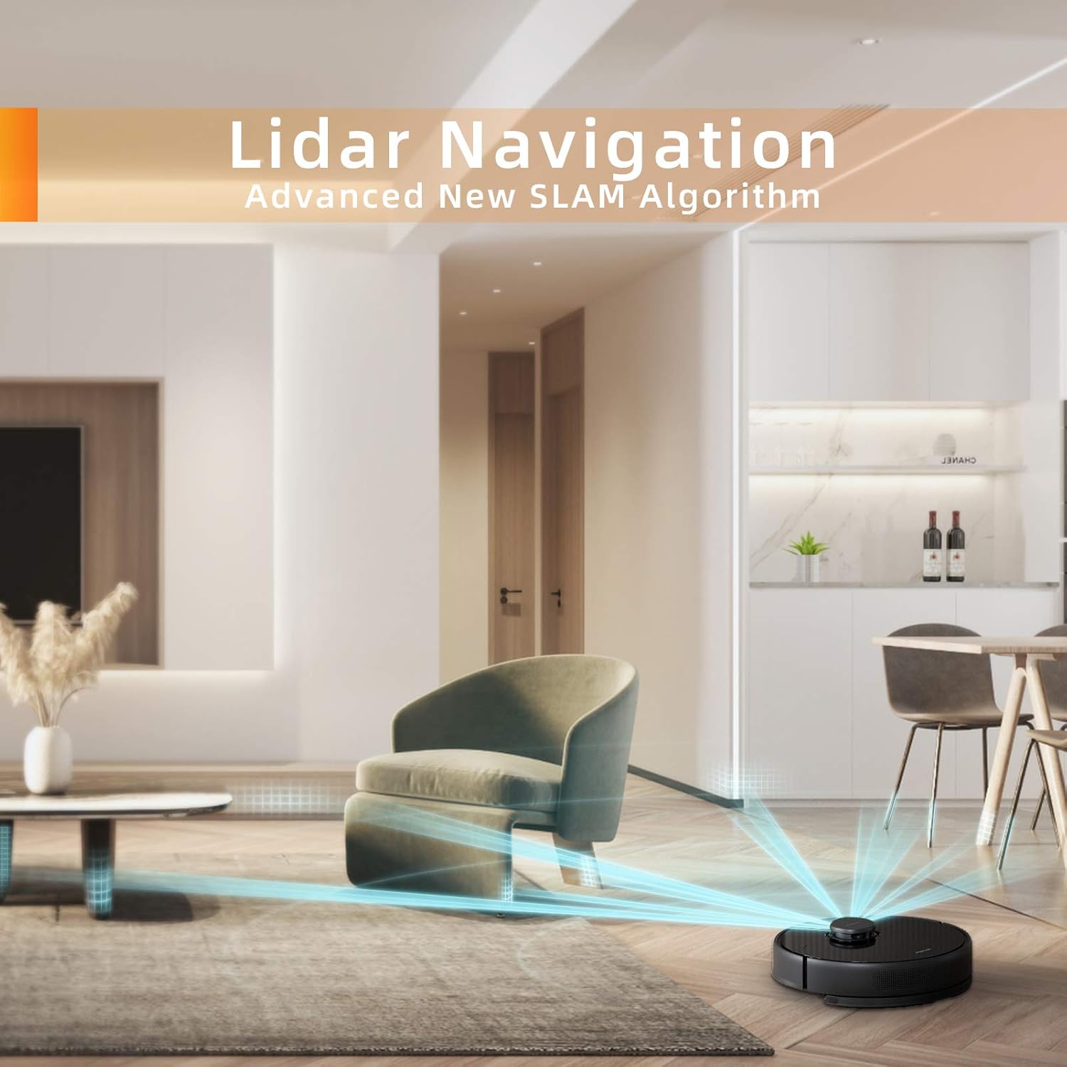 Robot Vacuum and Mop with Lidar Navigation, 4000Pa Suction, 5200mAh Battery X98223