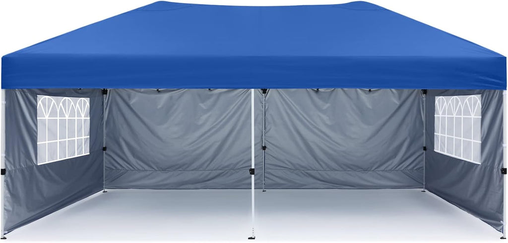 10X10Ft Pop up Canopy Tent Enclosed Instant Folding Canopy Shelter with Church Window Outdoor Pavilion Tent (Royal Blue) J54561