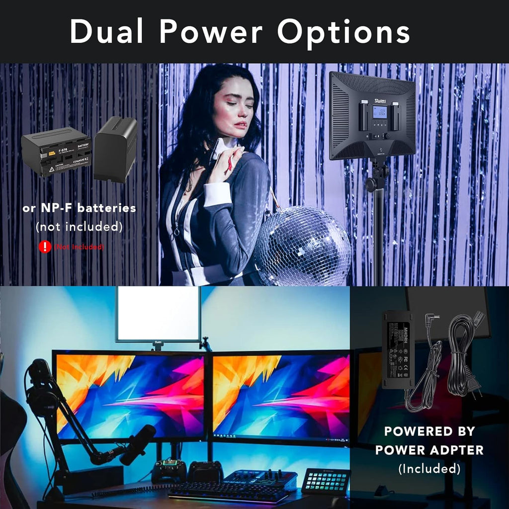 2-Pack Dimmable Bi-Color LED Video Light with Remote Controller L307496
