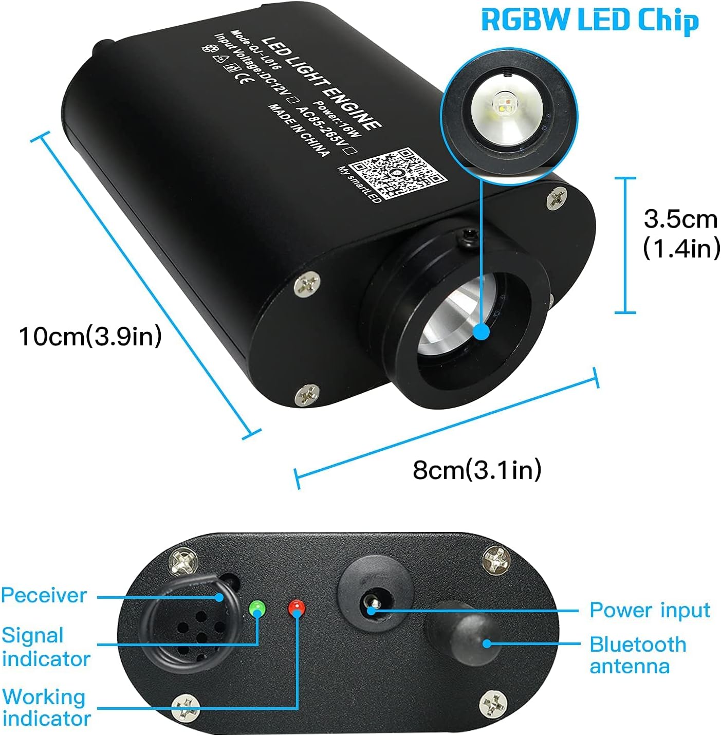 16W Fiber Optic Lights Starlight Headliner Light Kit with Remote Control, 150pcs 6.5ft Optical Fiber Cable Strands A677