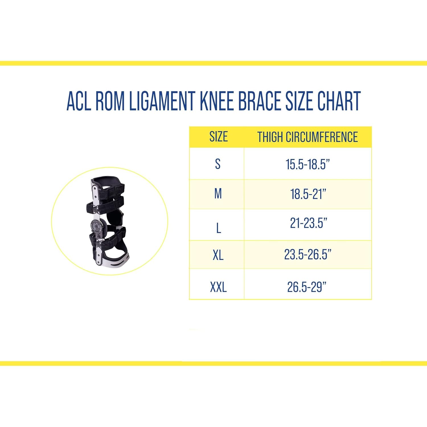 Hinged ACL Ligament ROM Knee Brace Immobilizer Support A77003