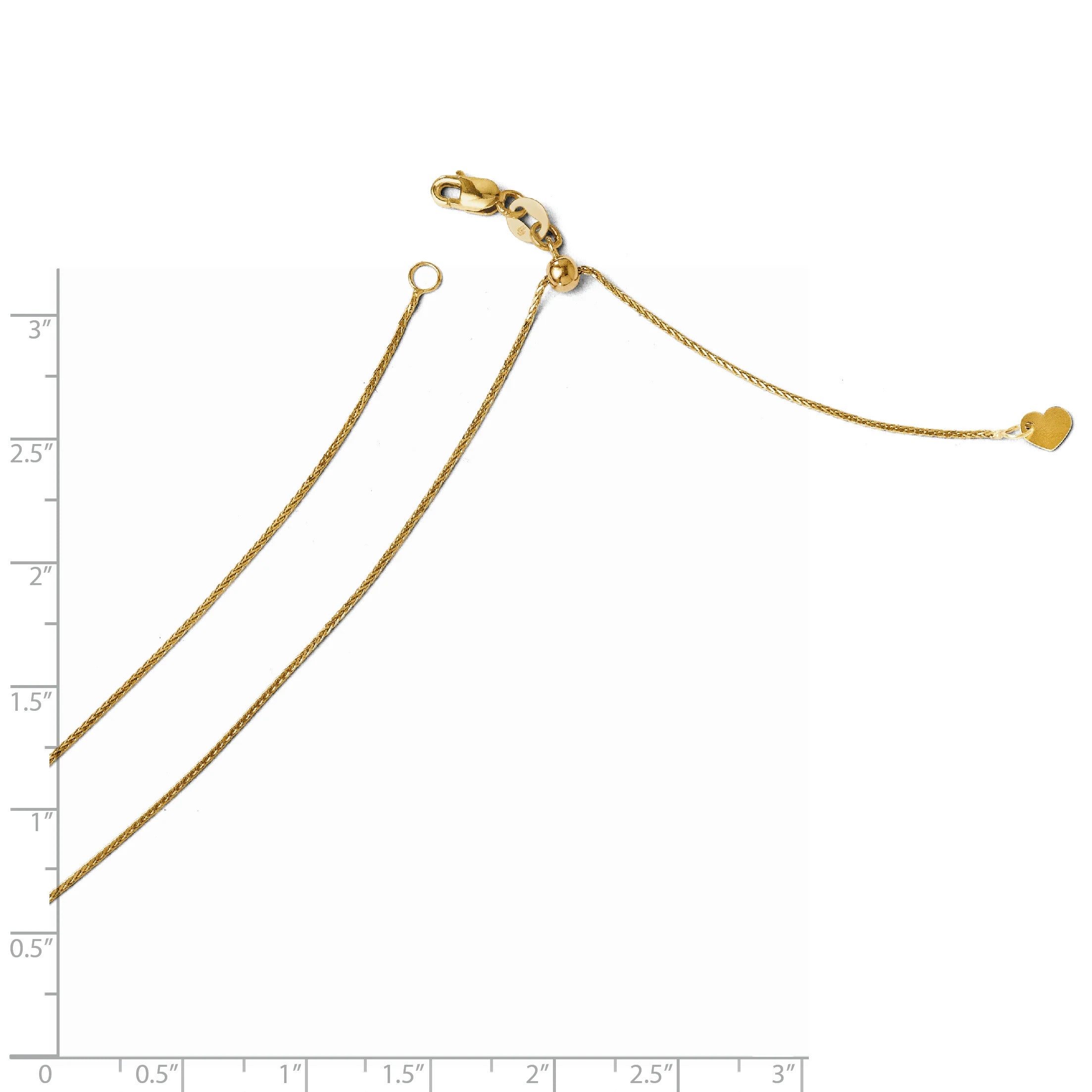 14k Yellow Gold Adjustable Wheat Chain Necklace U48779