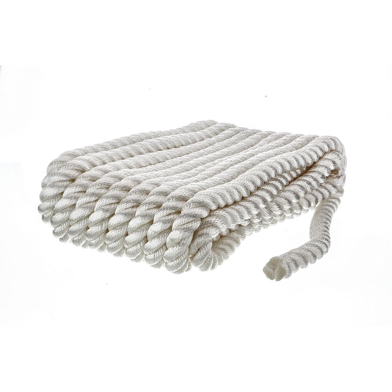 3-Strand Twisted Nylon Dock Rope, ¾-Inch x 25 Feet, White Q712