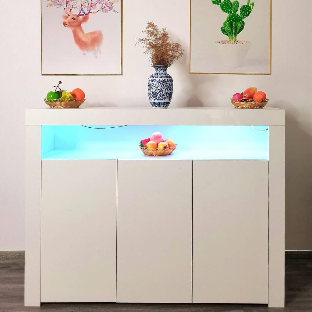 Black High Gloss Sideboard Cabinet with LED Display J75844
