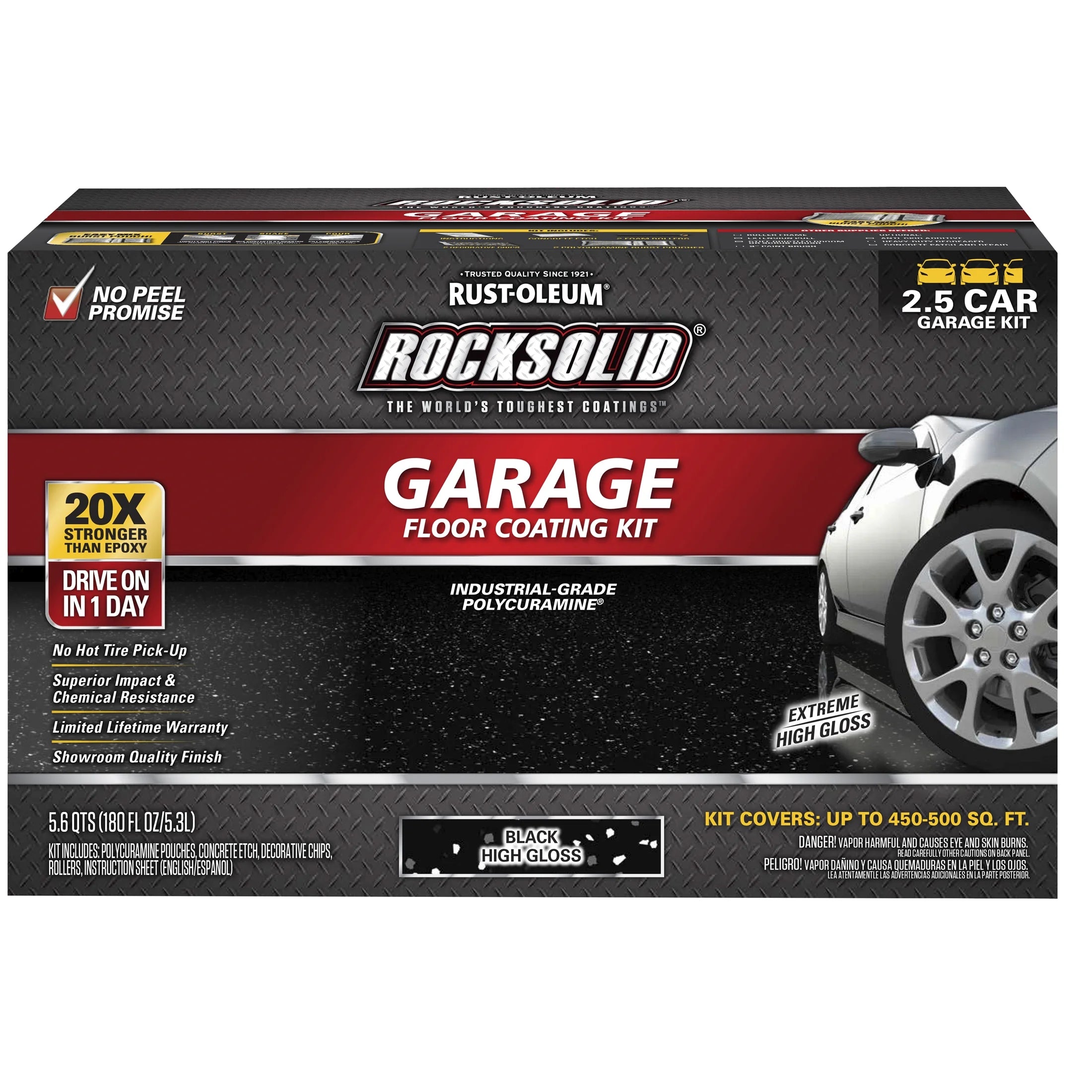 Black High Gloss Garage Floor Coating Kit, 180 oz O3394