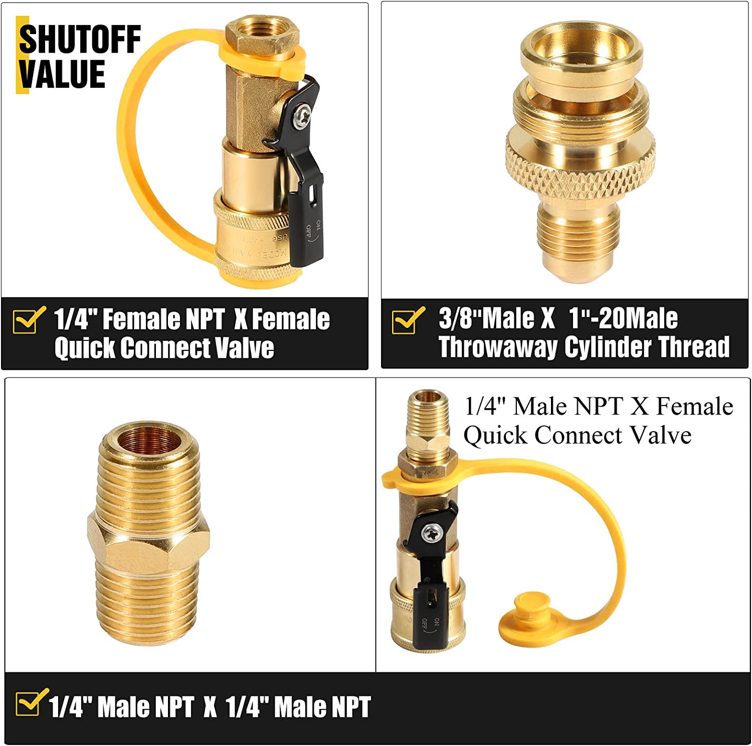 12FT 1/4'' Quick Disconnect Propane Hose and Safety Shutoff Valve W212997