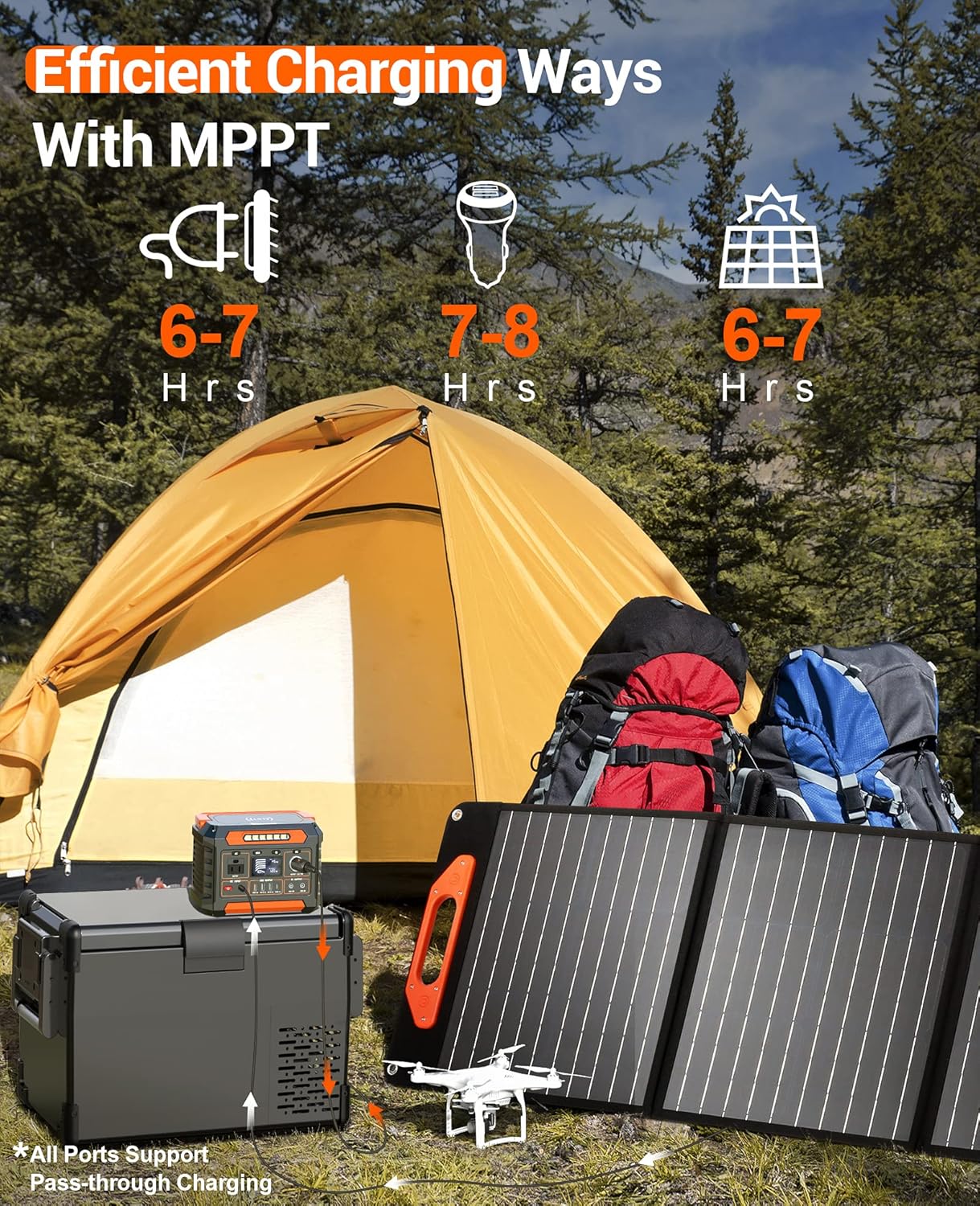 Portable Power Station 300W, 299Wh/80818mAh, Regulated DC Output, Pure Sine Wave, LED Light N9218