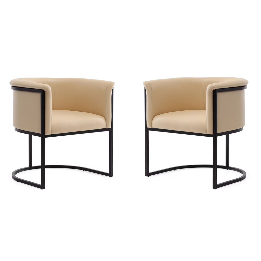 Tan and Black Faux Leather Dining Chair (Set of 2) J8653