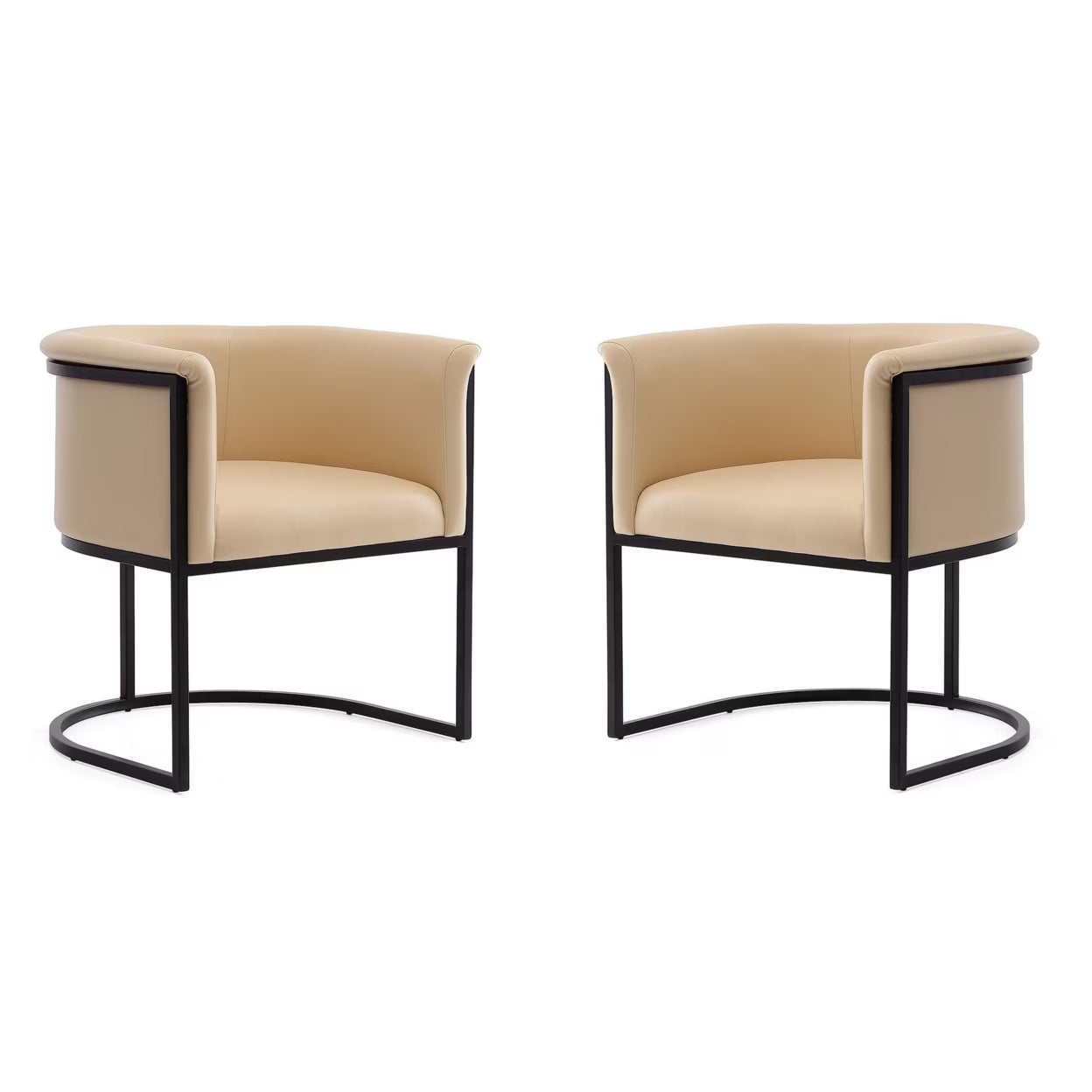 Tan and Black Faux Leather Dining Chair (Set of 2) J8653