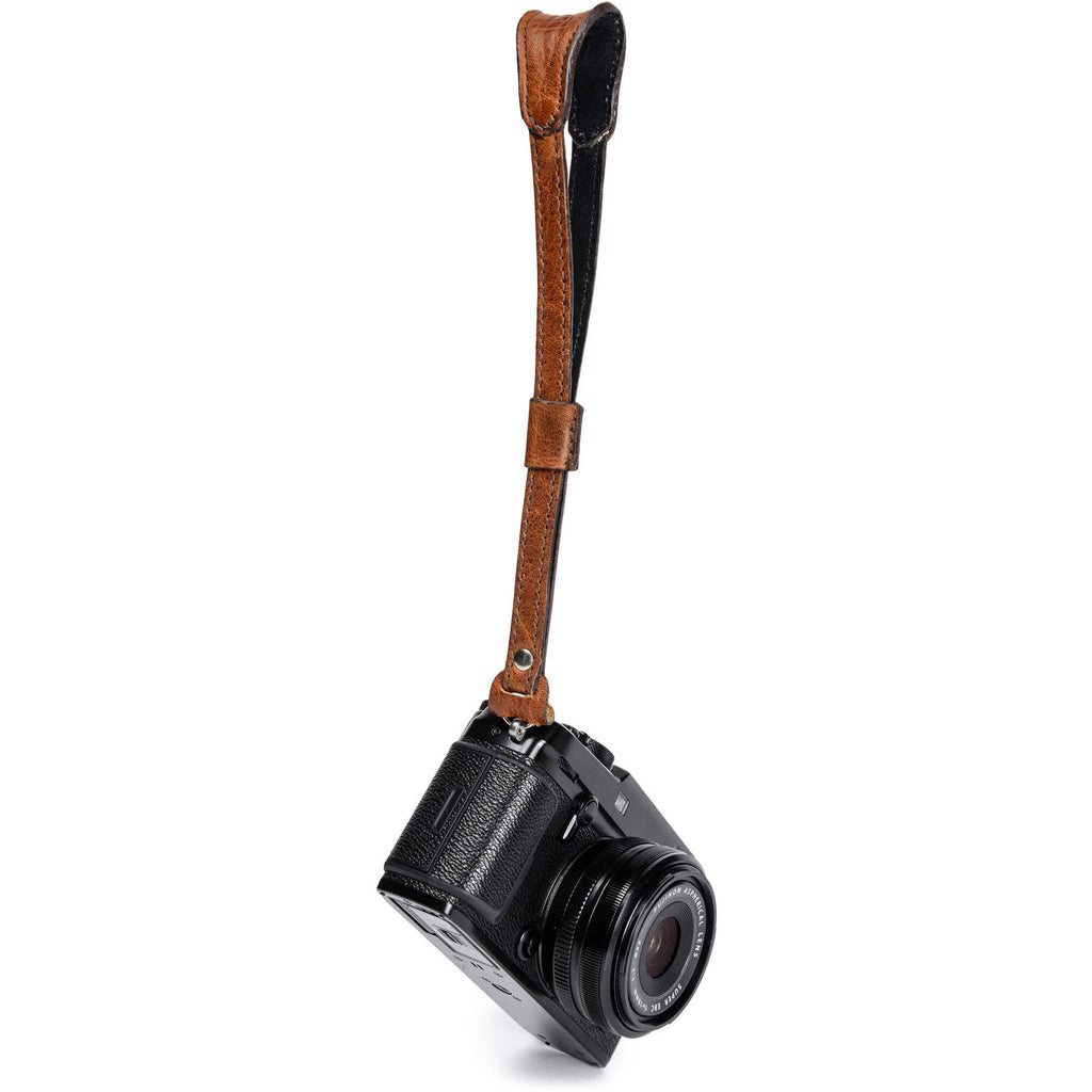 Antique Cognac Leather Camera Wrist Strap P111