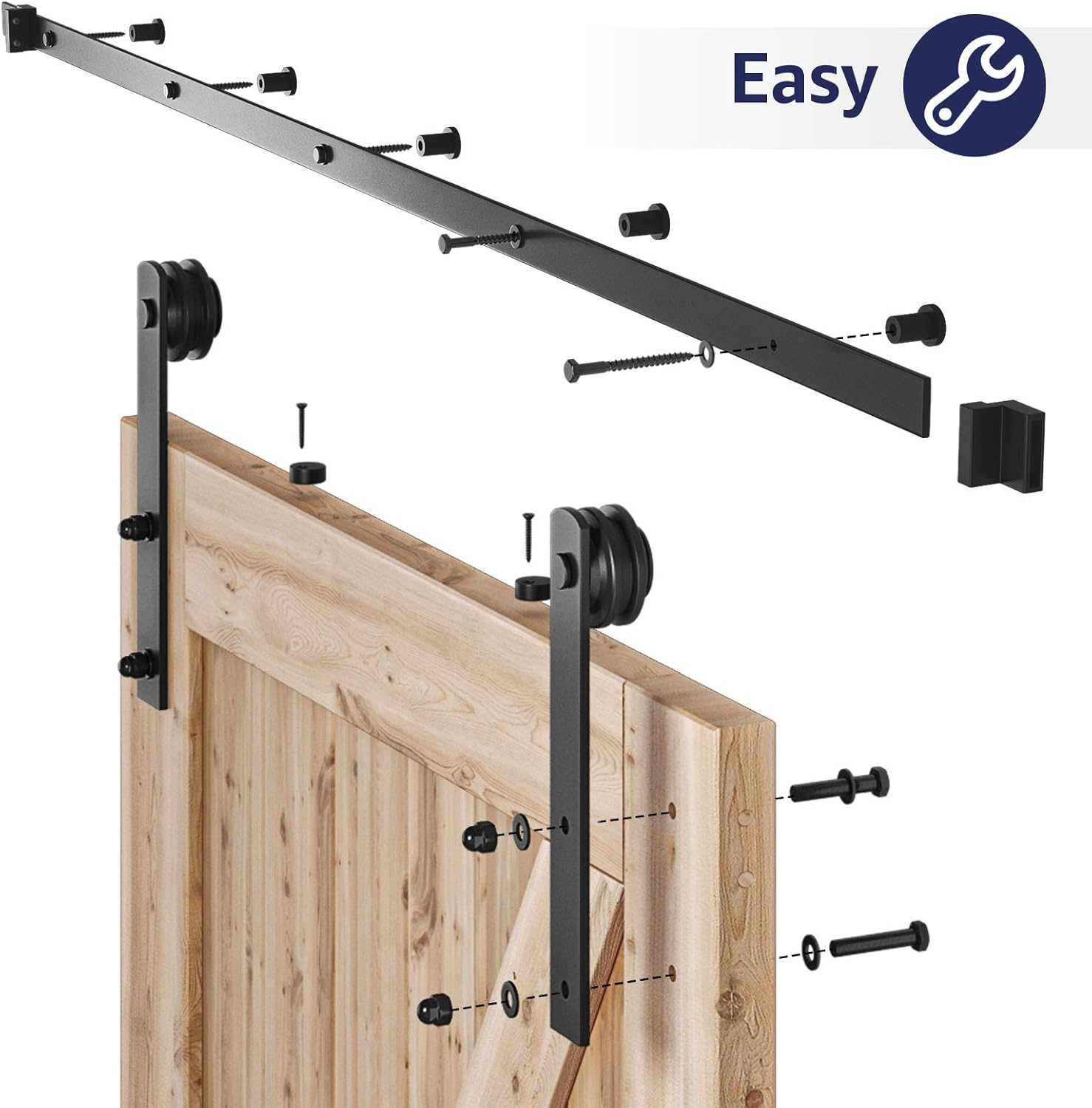 8ft Heavy Duty Sliding Barn Door Hardware Kit, Fit 42"-48"Wide Door Panel, Pack of 2 O984803