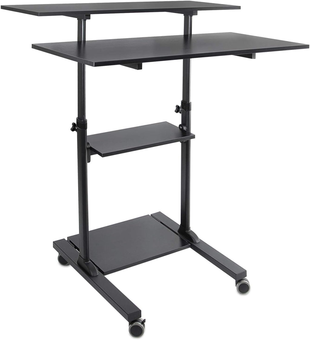 Black Height Adjustable Rolling Workstation Desk K55956