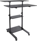 Black Height Adjustable Rolling Workstation Desk K55956