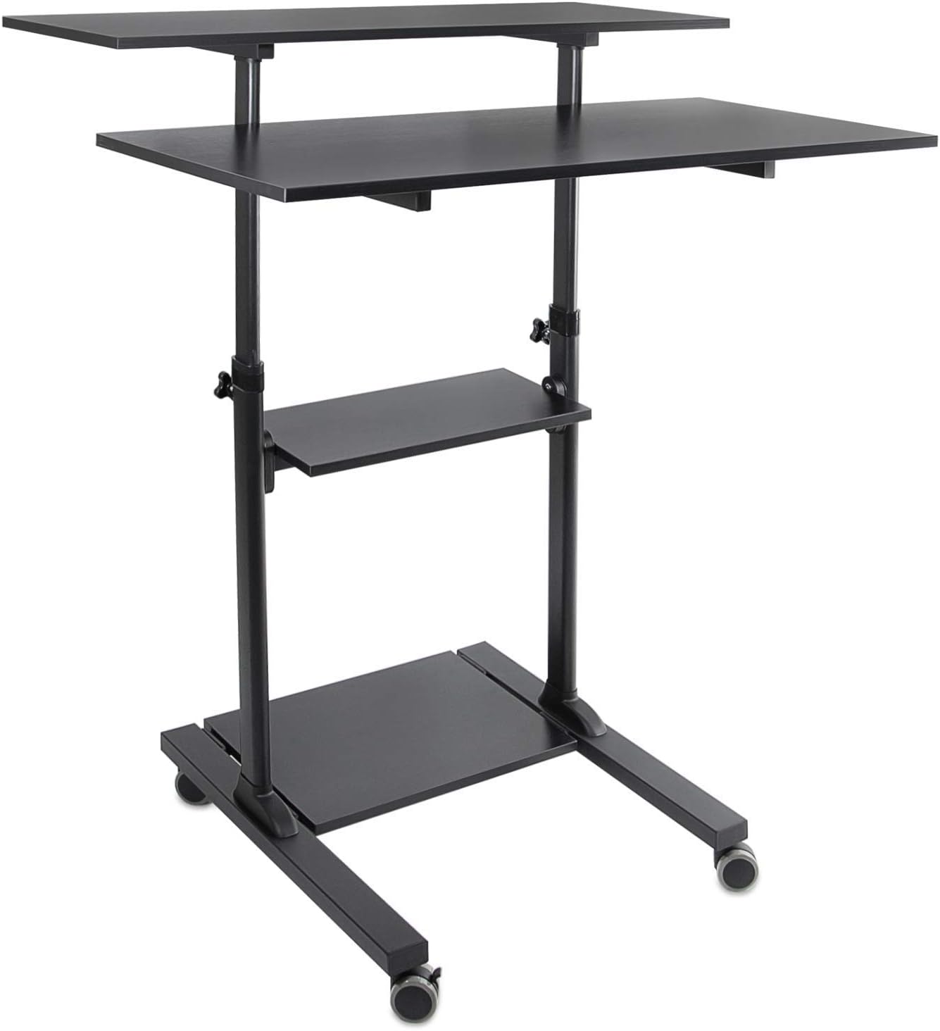 Black Height Adjustable Rolling Workstation Desk K55956
