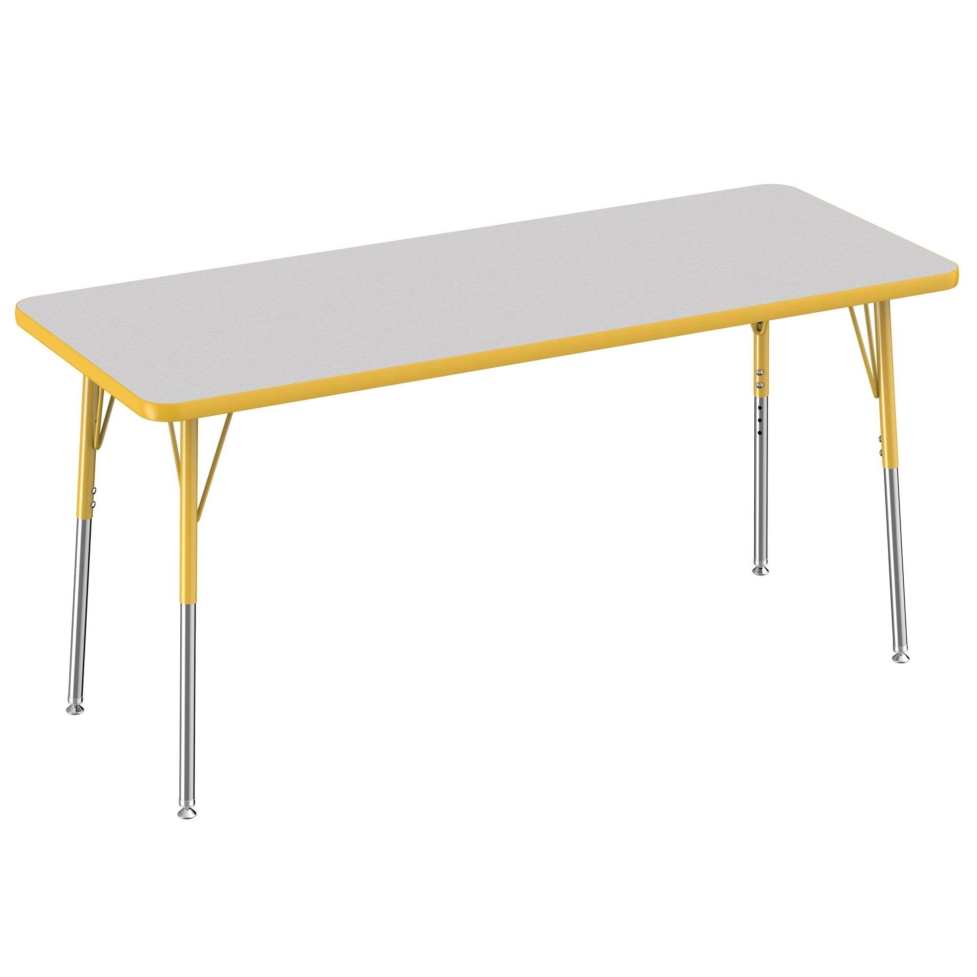 Gray/Yellow Rectangle Adjustable Activity Table with Standard Swivel G362