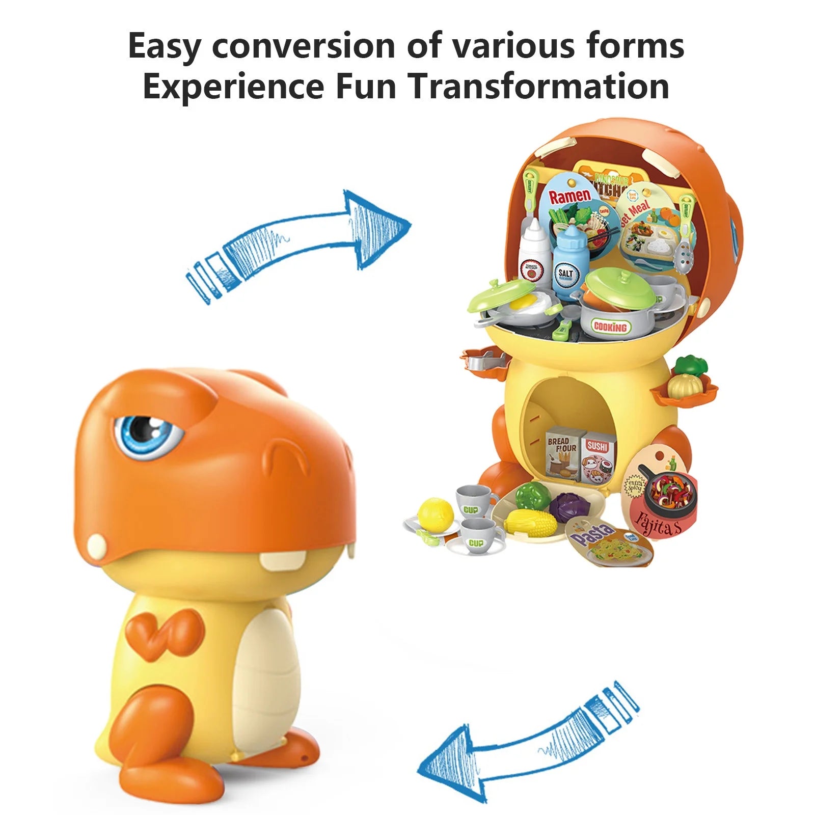 Dinosaur Storage Cooking Toy Kitchen Set with Play Food M80745