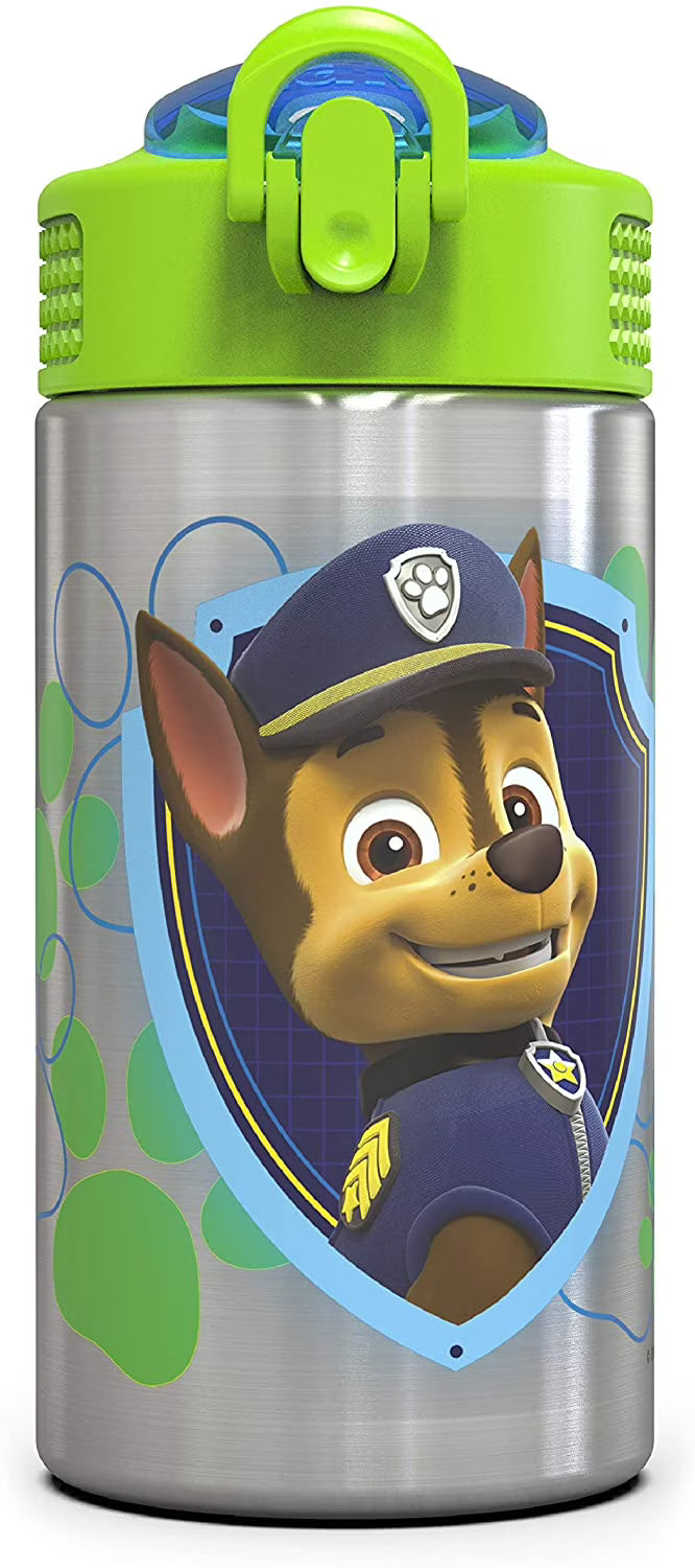 15.5oz Stainless Steel Kids Water Bottle with Flip-up Straw Spout X984
