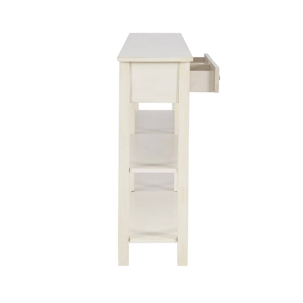 Cream Crackle 4-Drawer Console Table with Shelf D54906