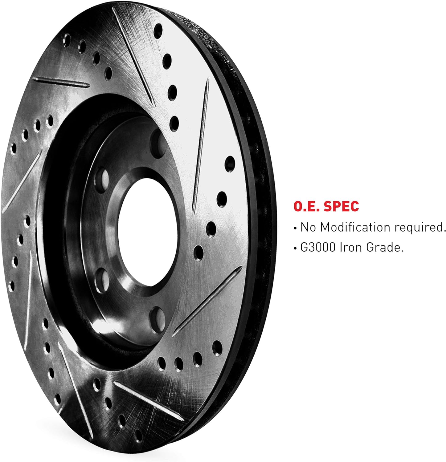 Black Drilled and Slotted Brake Rotors with Semi-Metallic Brake Pads Q317