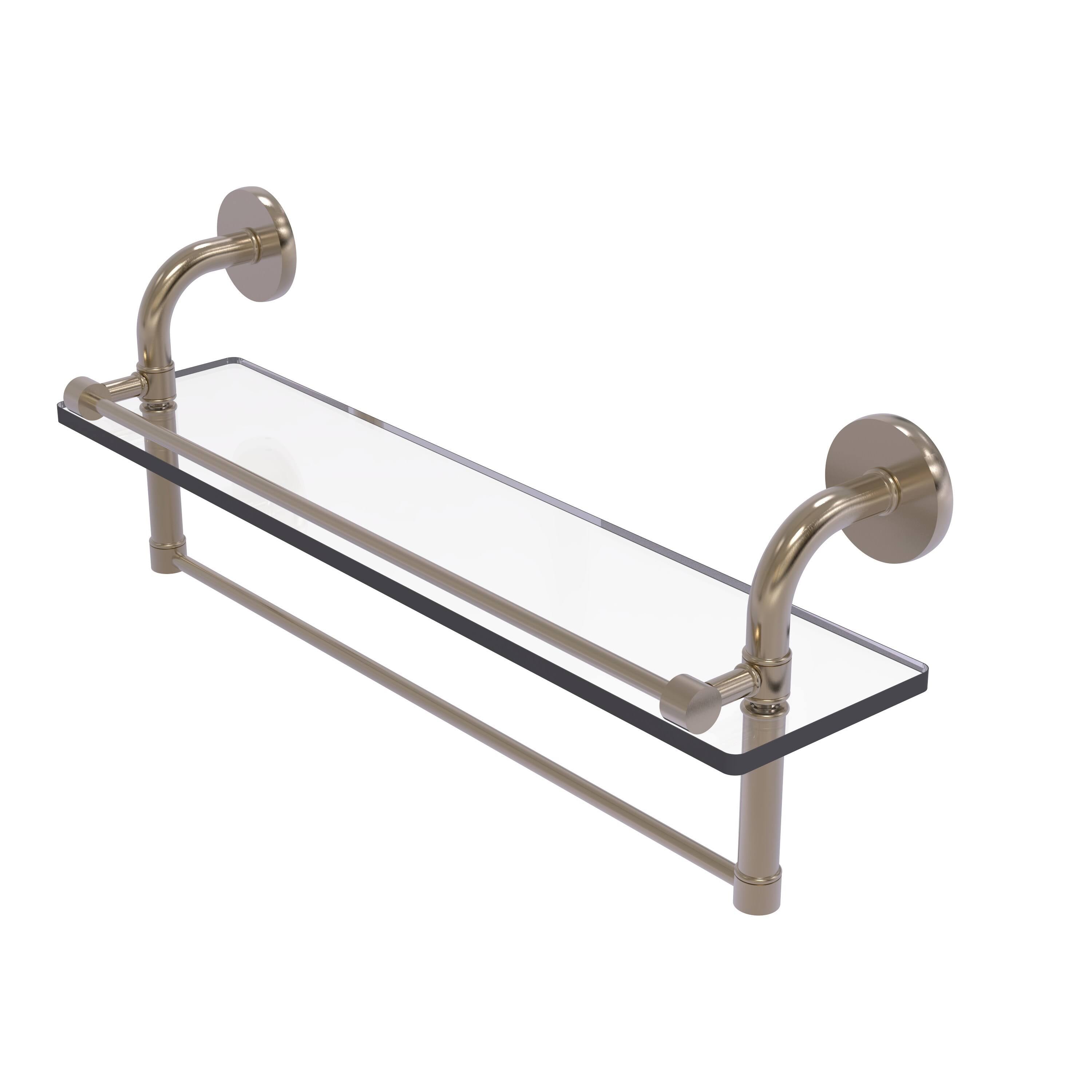 Antique Pewter 22 inch Glass Shelf with Towel Bar K97441