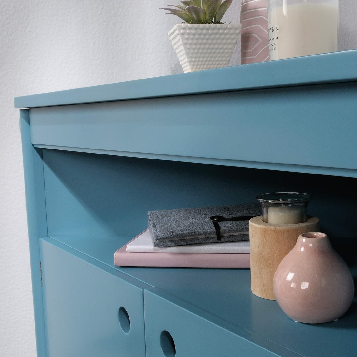 Corner Storage Cabinet, Sea Blue Finish H133