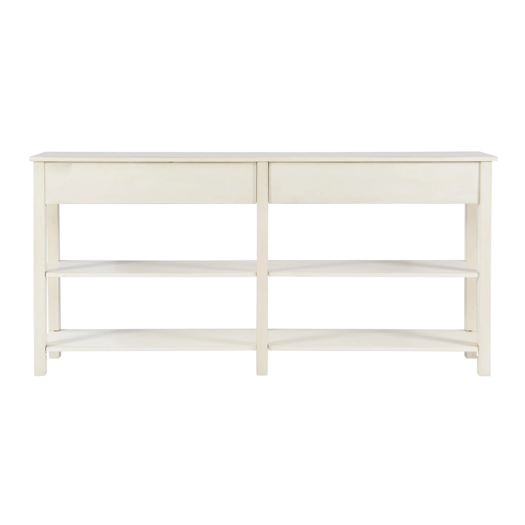 Cream Crackle 4-Drawer Console Table with Shelf D54906