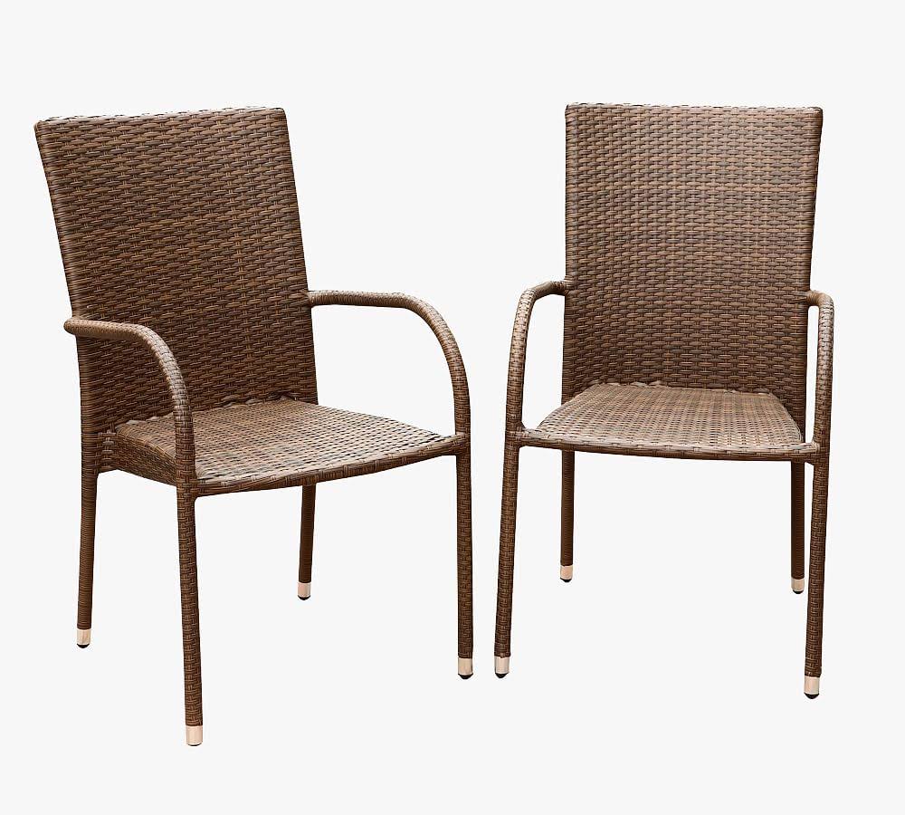 Brown Wicker Dining Armchair, Set of 2 S7932