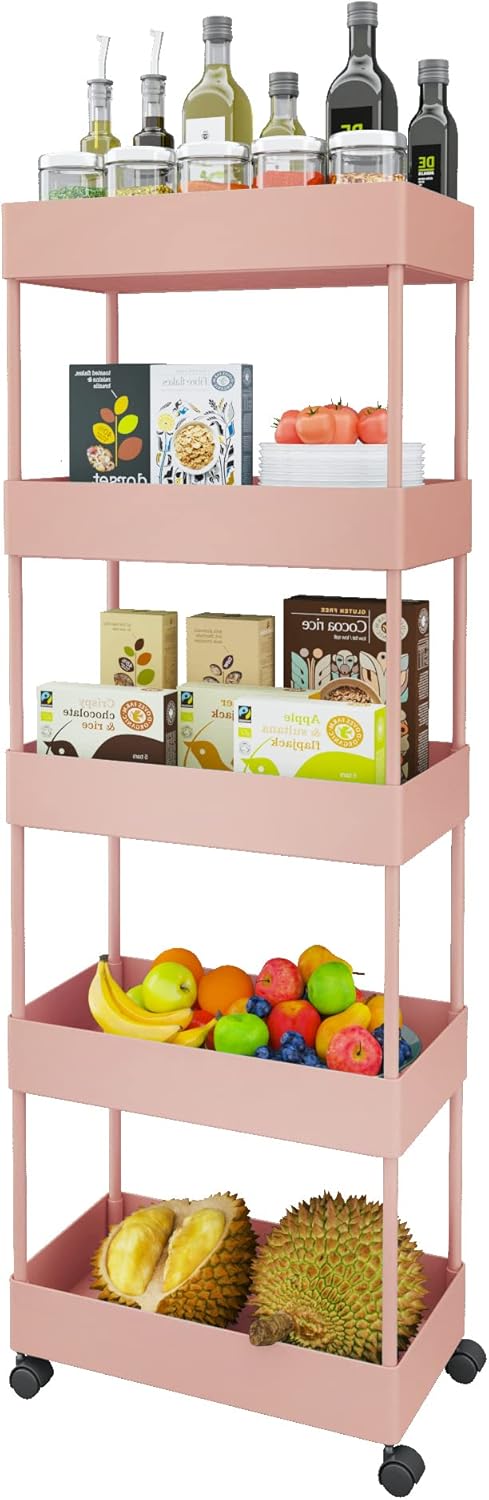 5 Tier Slim Rolling Utility Cart with Wheels H7233