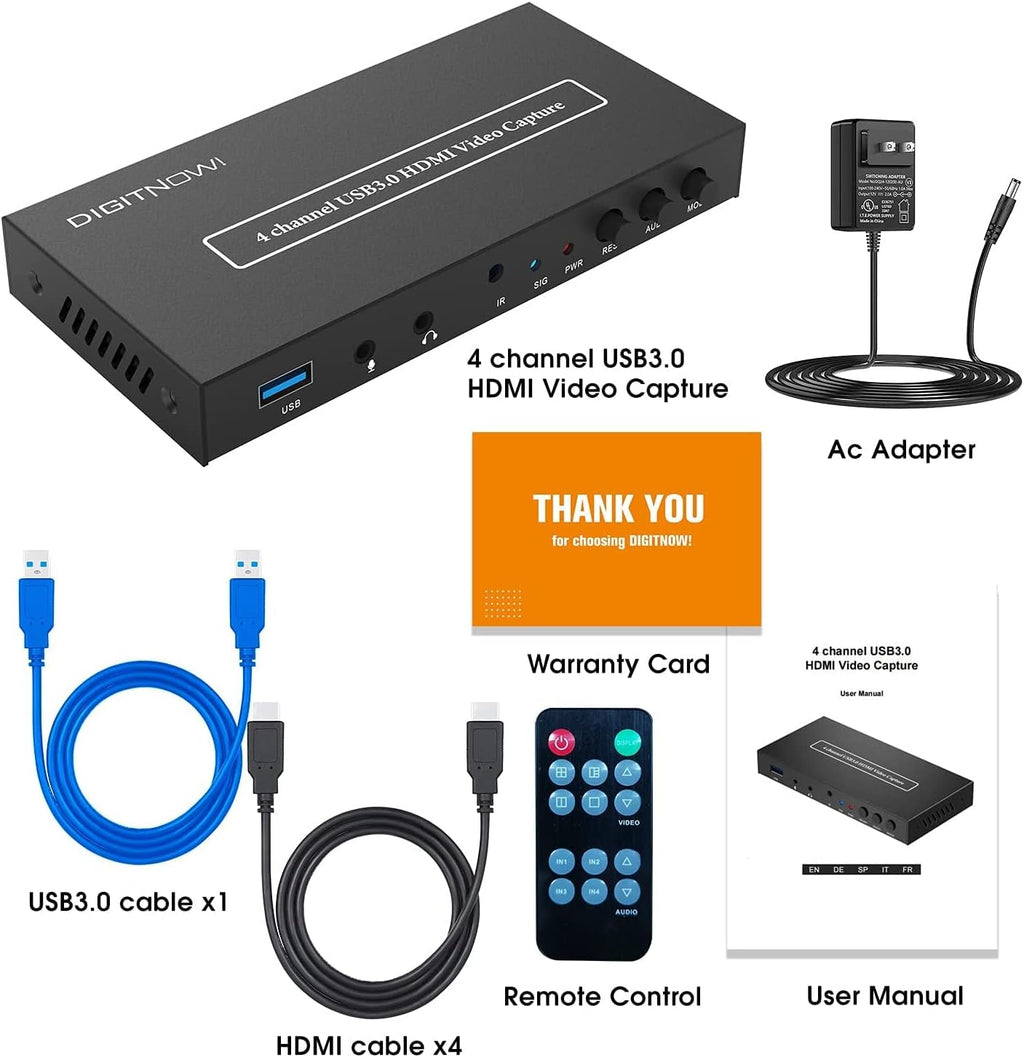 4 Channel USB3.0 HDMI Video Capture Card, 1080P 60fps I332850