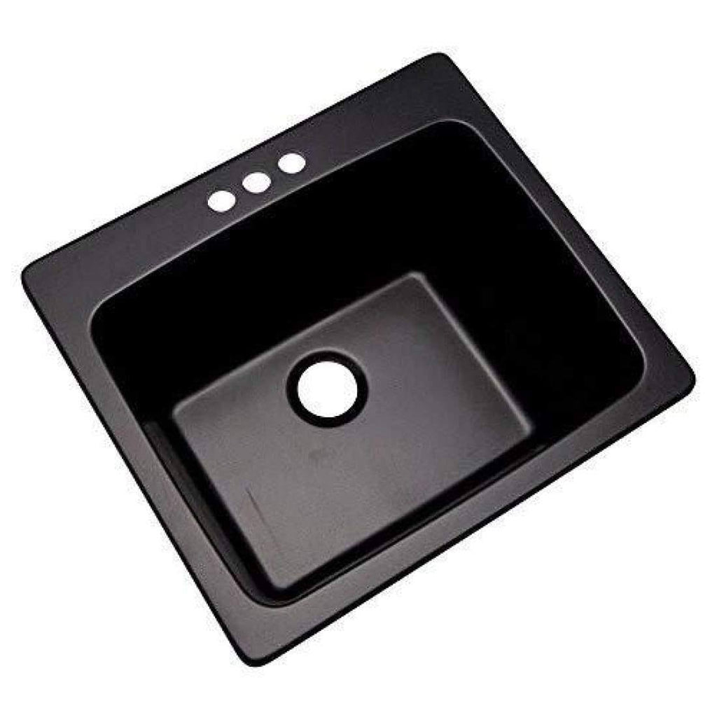 Black Natural Stone Composite Utility Sink with Three Holes, 25-Inch S2562