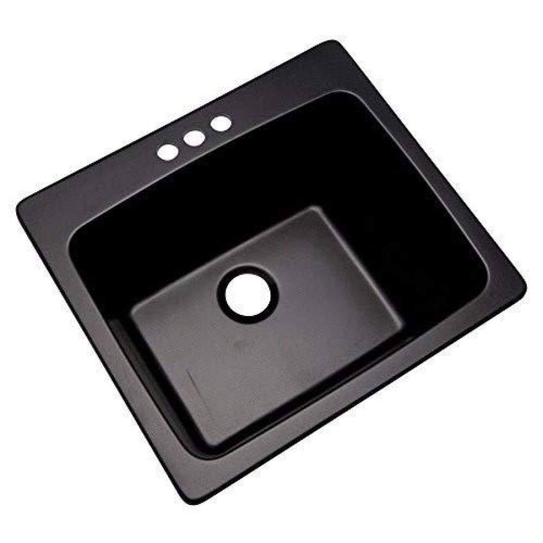 Black Natural Stone Composite Utility Sink with Three Holes, 25-Inch S2562