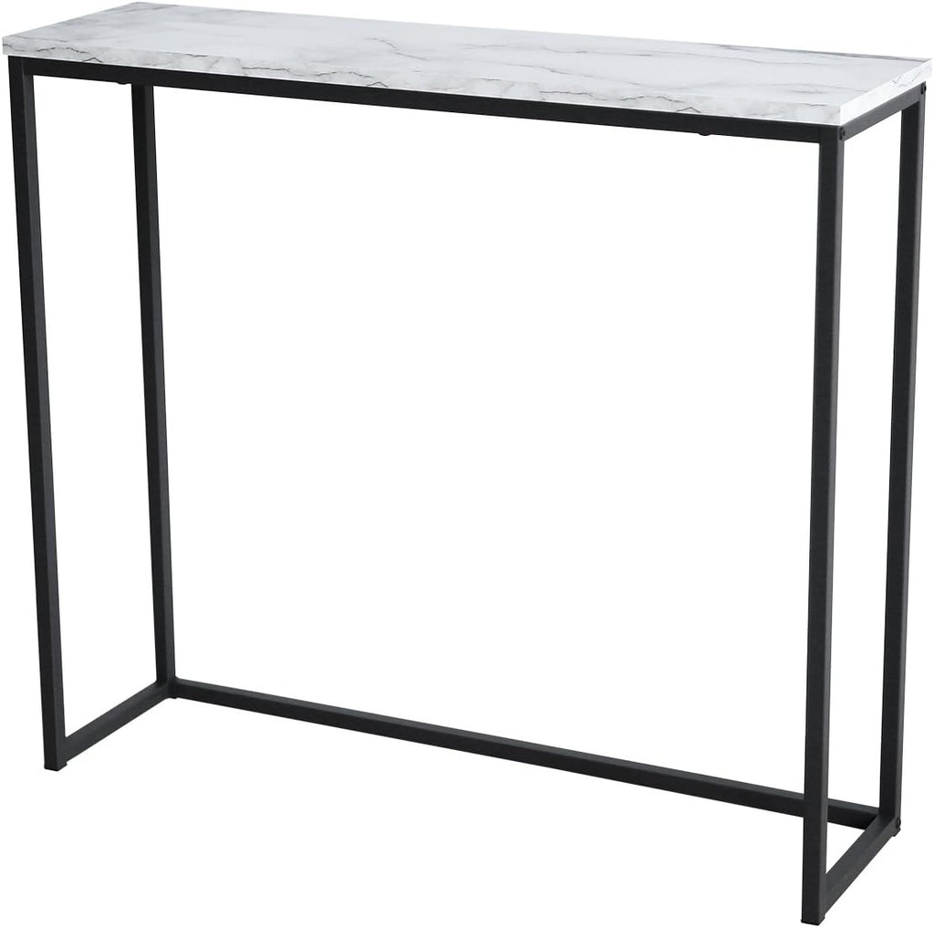 Black Faux Marble Console Table with Metal Frame L338