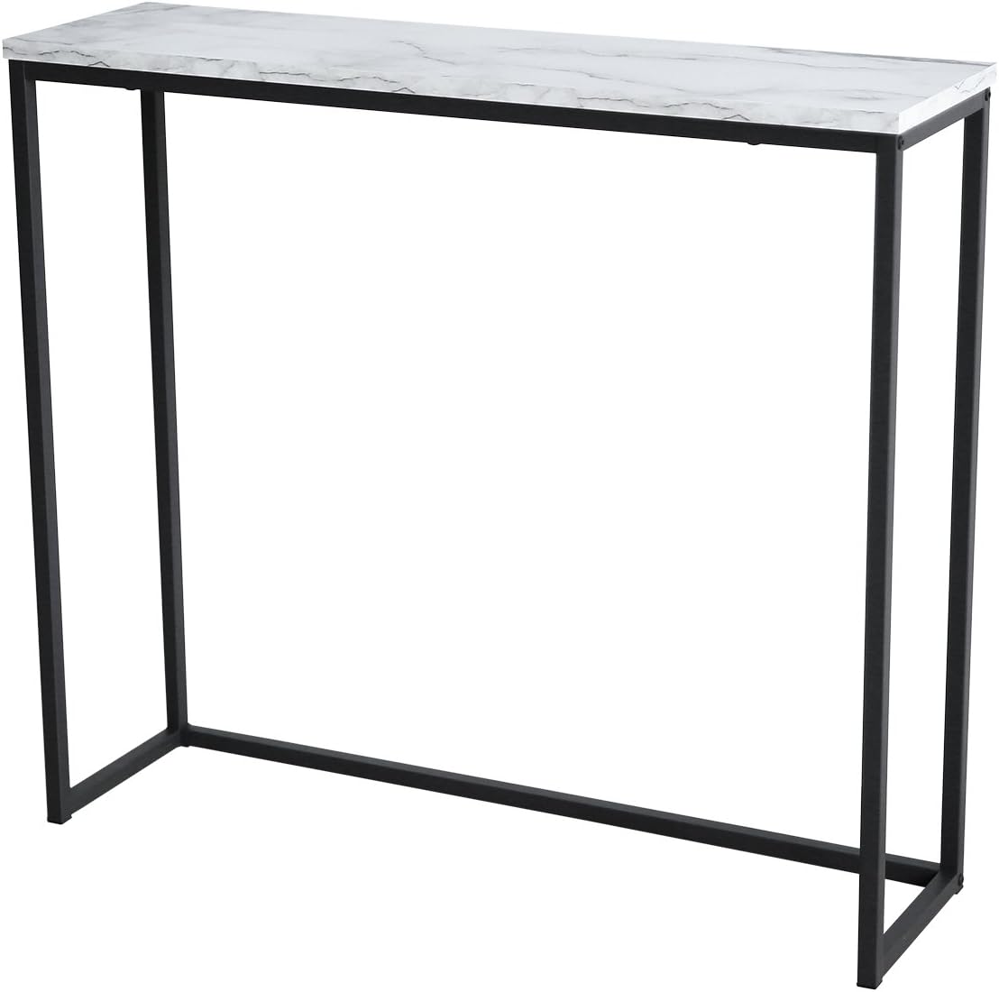 Black Faux Marble Console Table with Metal Frame L338