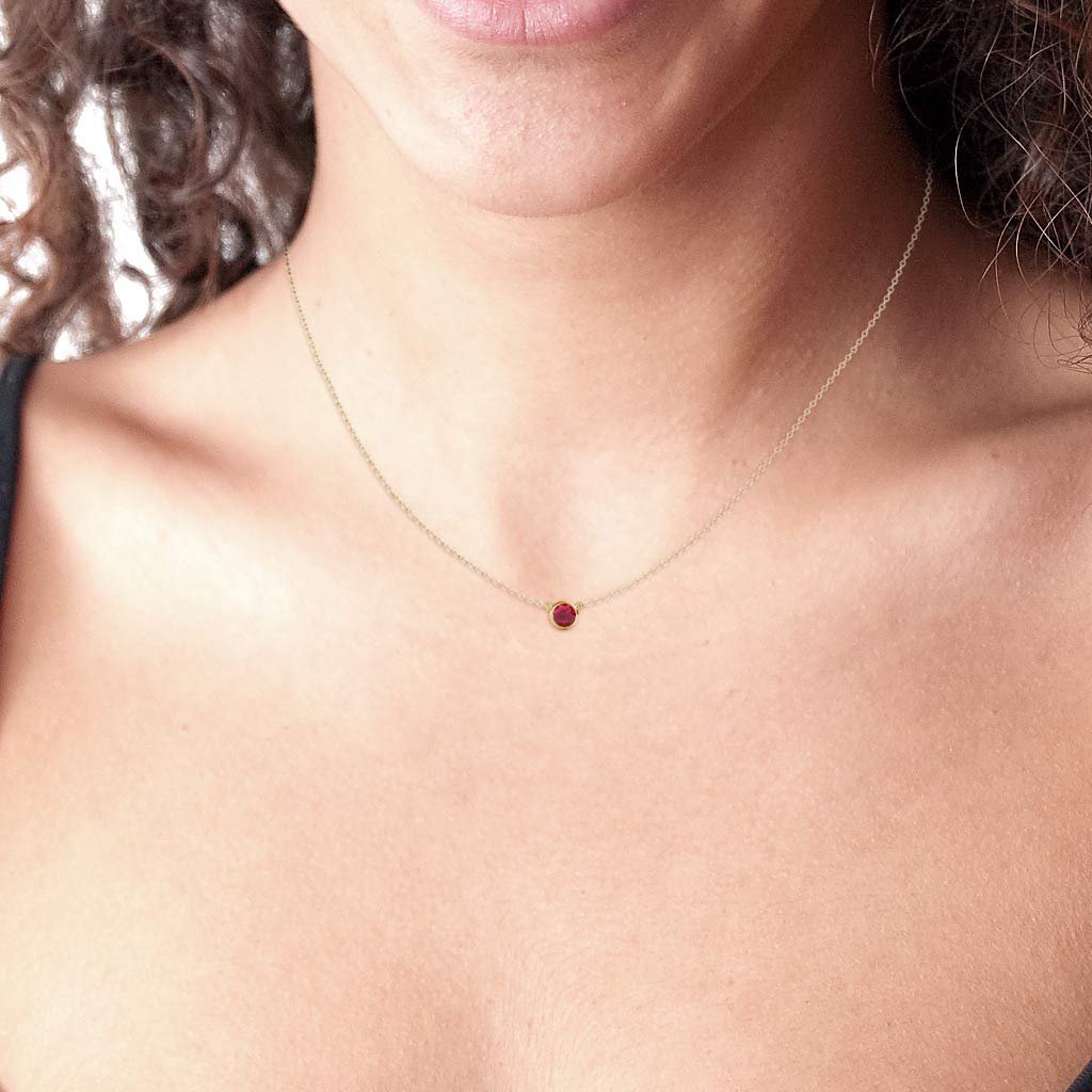 14K Yellow Gold Solitaire Pendant Necklace with 16 Inches Gold Chain K44158
