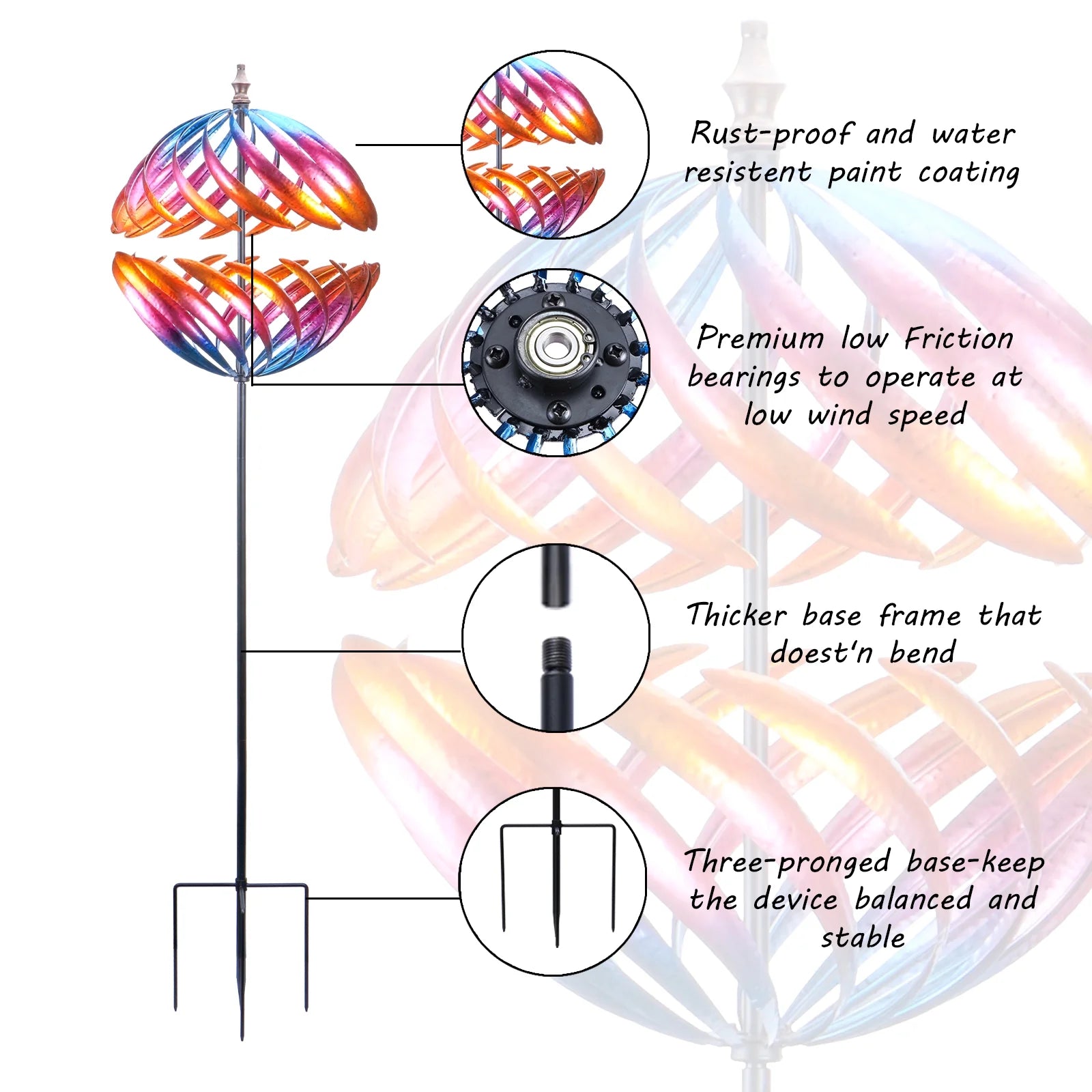 6.5FT Metal Kinetic Wind Spinner I7436