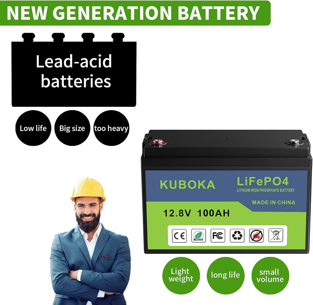 12V 100Ah Lithium LiFePO4 Rechargeable Battery with Built-in BMS D24755