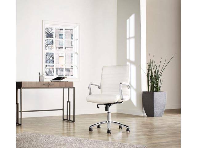 White Leather Mid-Back Chair Q5421