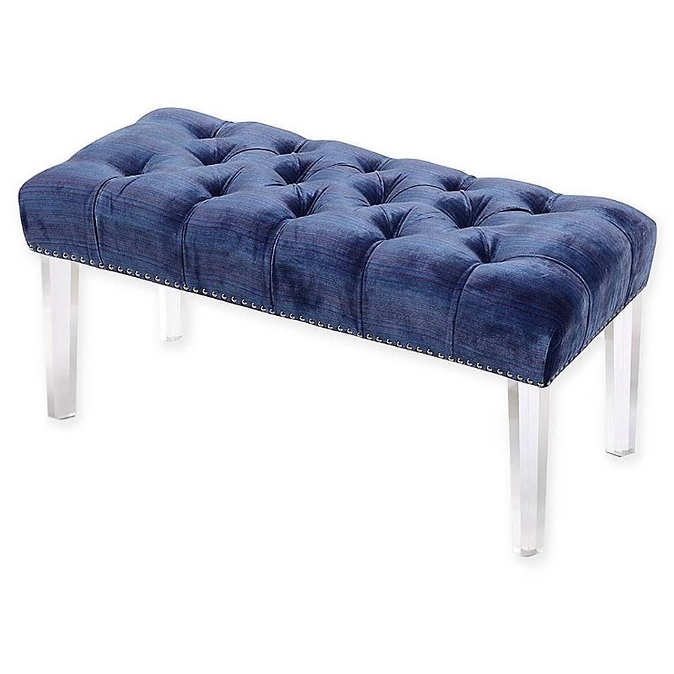 Blue Velvet Ottoman Bench T5656