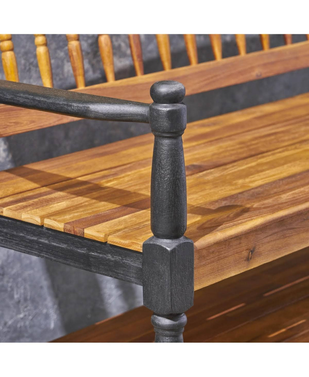 Rustic Acacia Wood Bench with Shelf O807