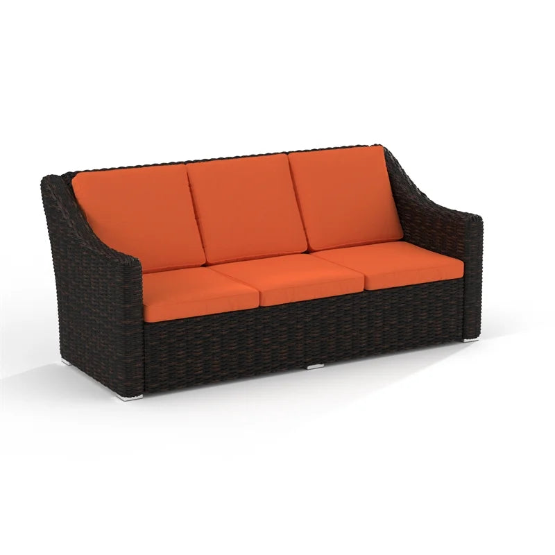 Orange Cast Iron Outdoor Wicker Sofa C504