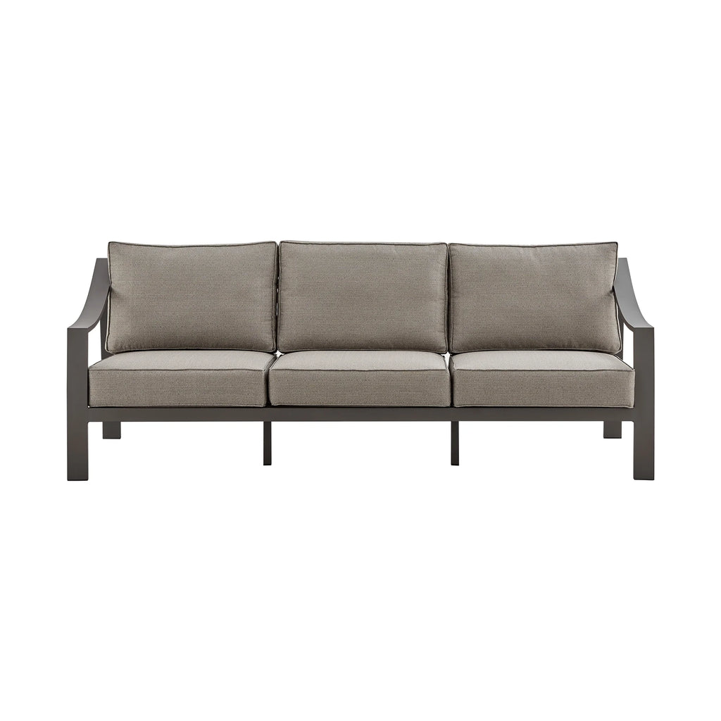 4 Piece Outdoor Patio Furniture Set in Dark Brown Aluminum with Cushions L208