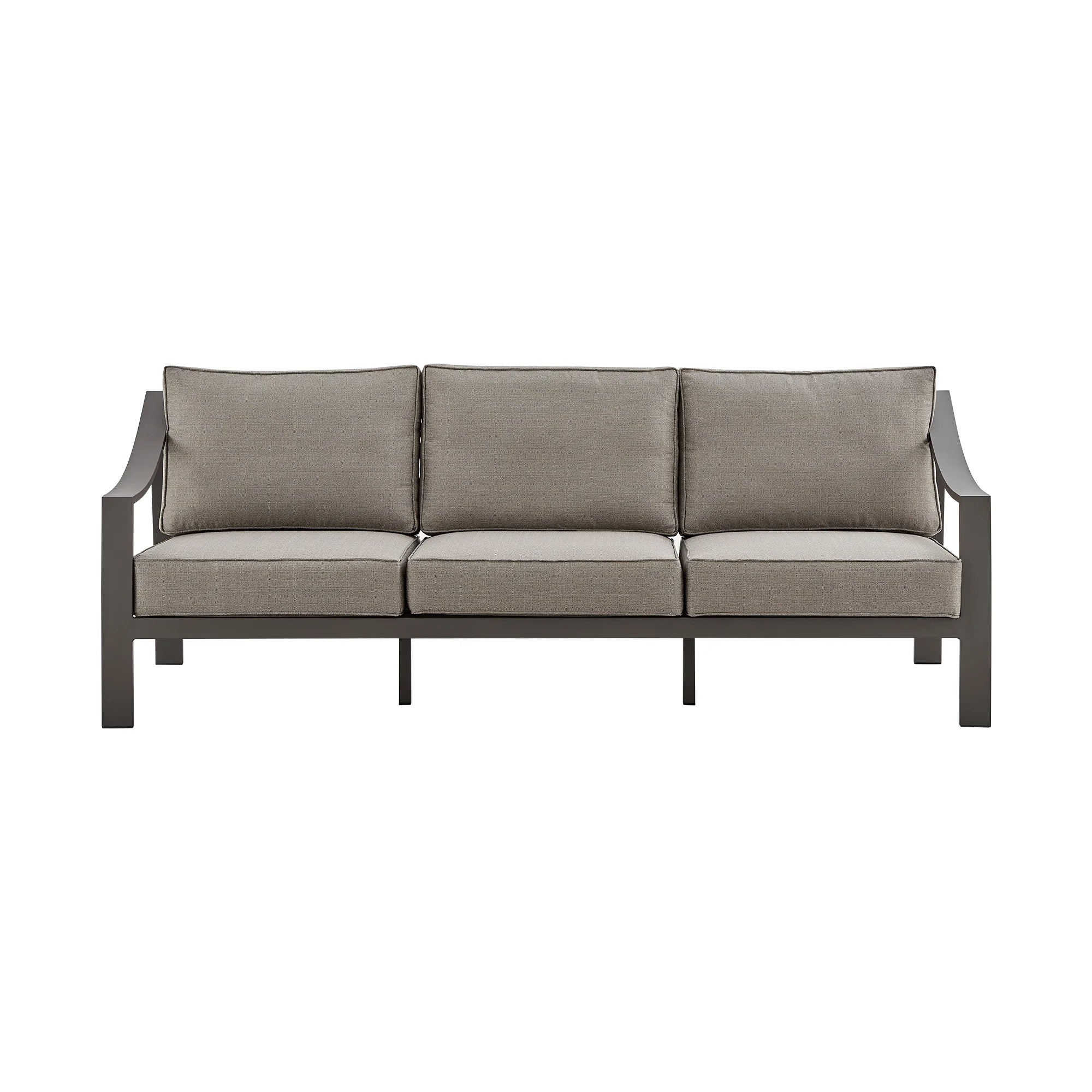 4 Piece Outdoor Patio Furniture Set in Dark Brown Aluminum with Cushions L208