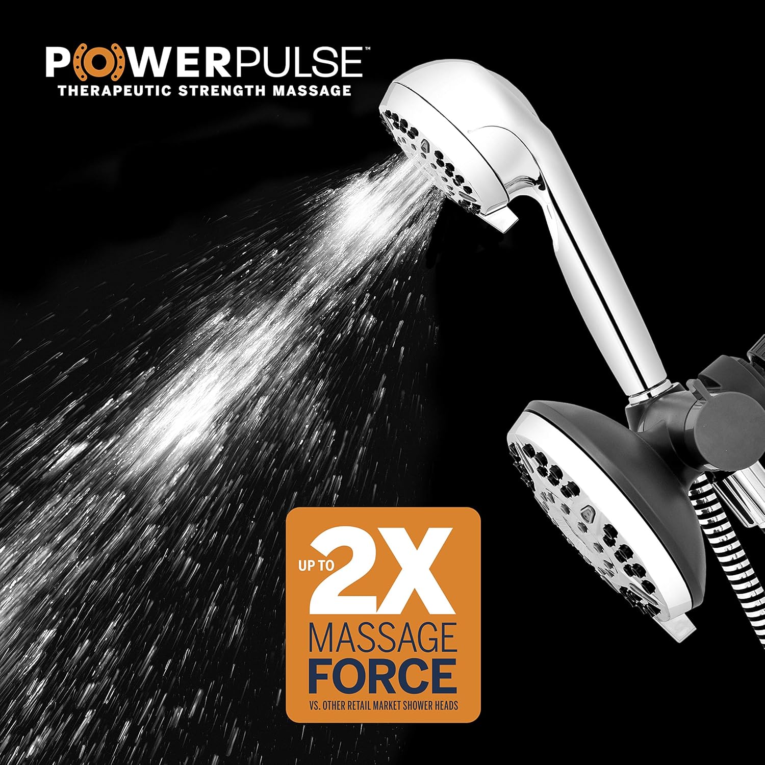 High Pressure Handheld Shower Head with 5-Foot Hose, 96-inch Metal Shower Hose Pack of 2 Z811434