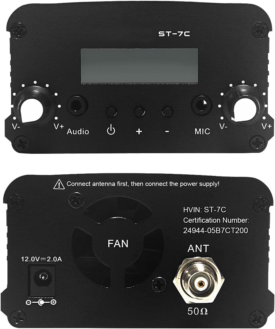 FM Transmitter 7W/1W Mini Radio Stereo Station, 88.1-107.9MHz, Pack of 2 R926