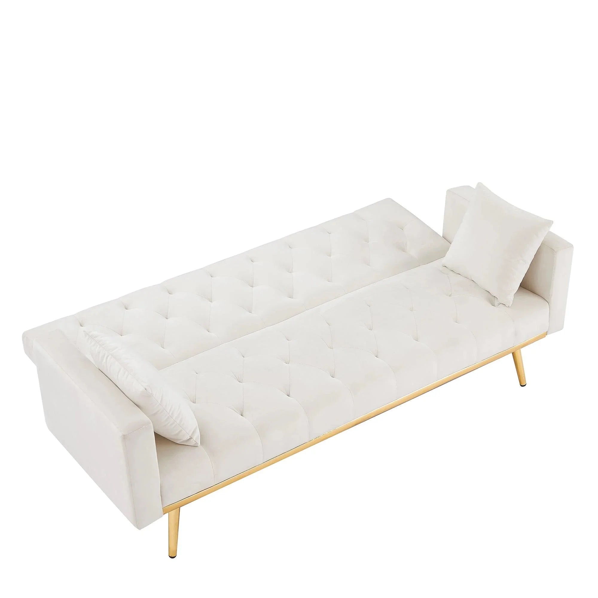 Cream White Convertible Folding Futon Sofa Bed N540287