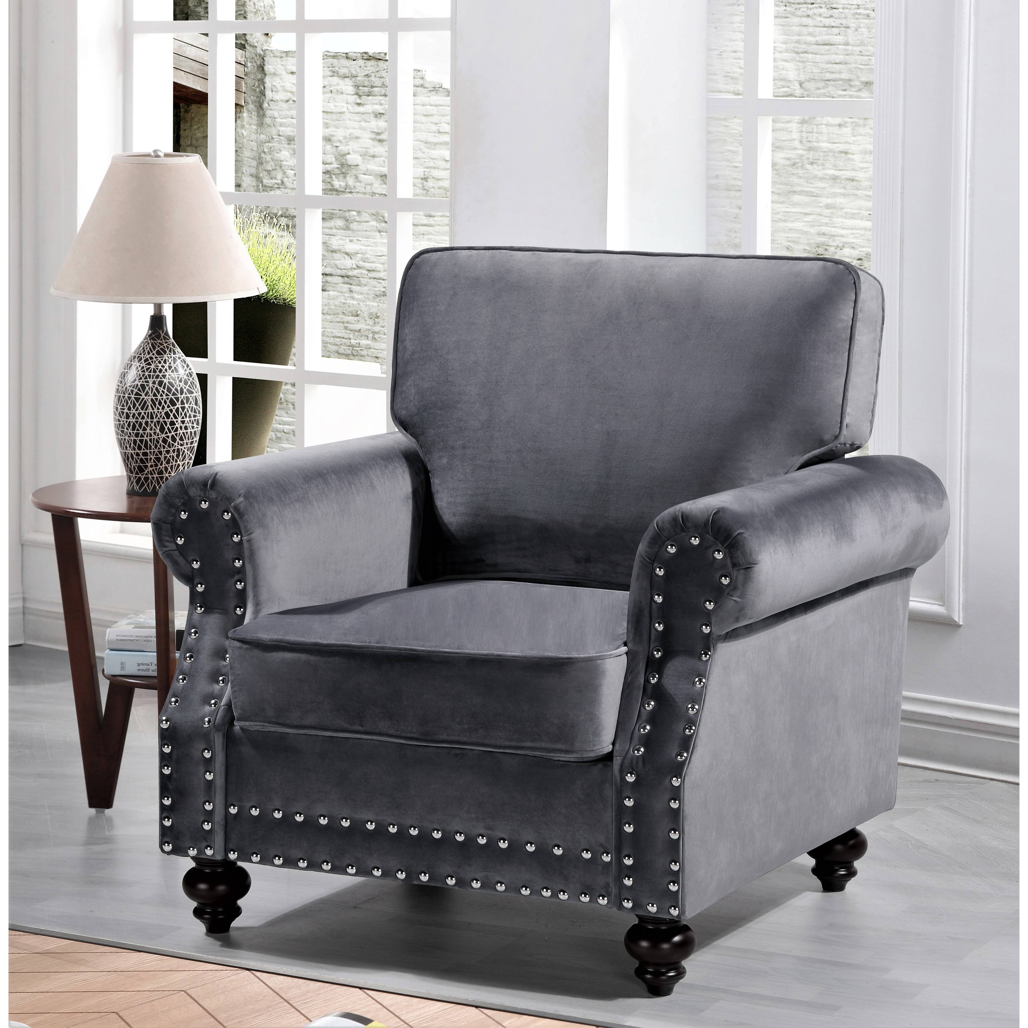 Black Velvet Nailhead Chair J5791