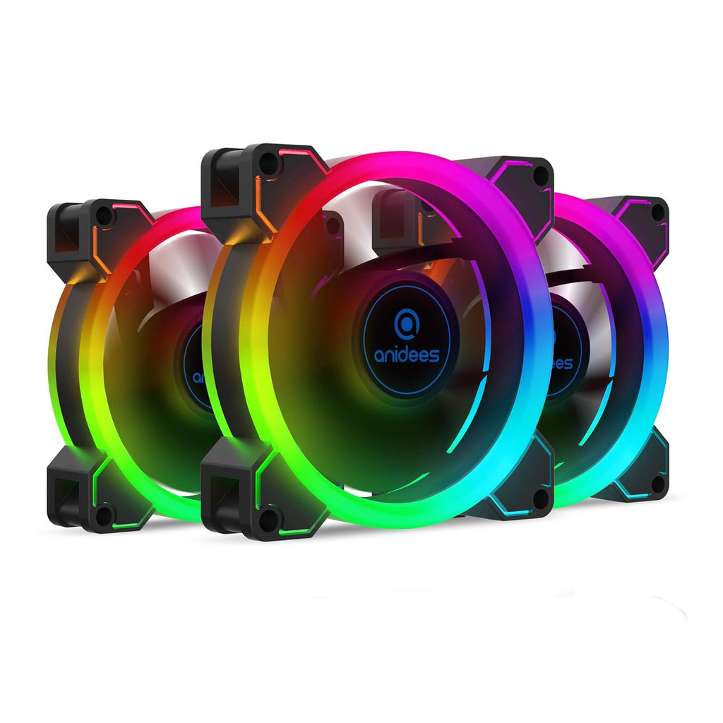 140mm 3pcs RGB PWM Dual Light Loop PC Case Fan W858046