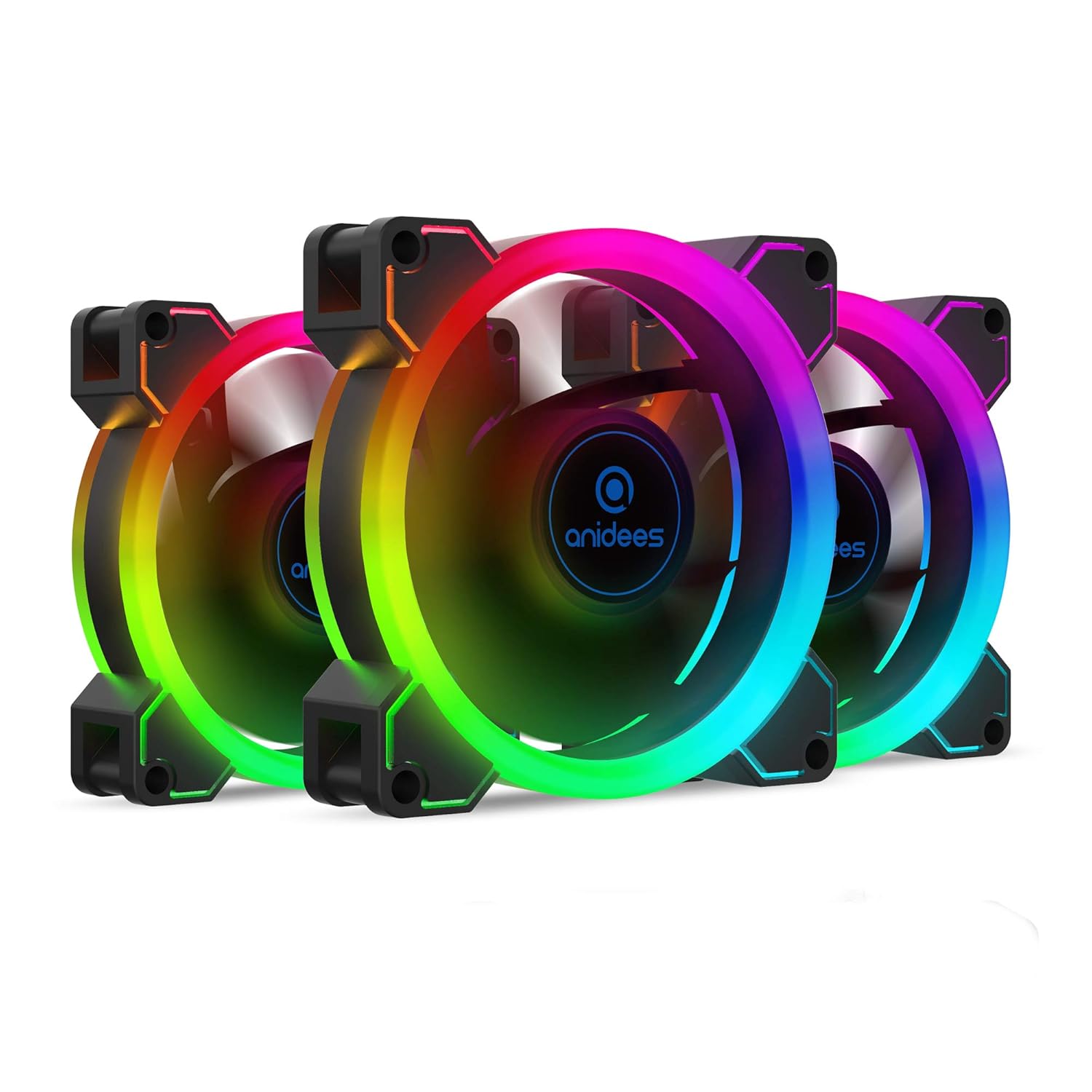140mm 3pcs RGB PWM Dual Light Loop PC Case Fan W858046