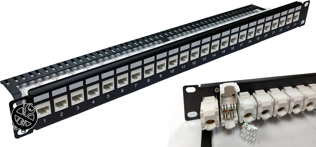 48-Port CAT6A Shielded 2U Patch Panel with Tool-Less Keystone Jacks I5461