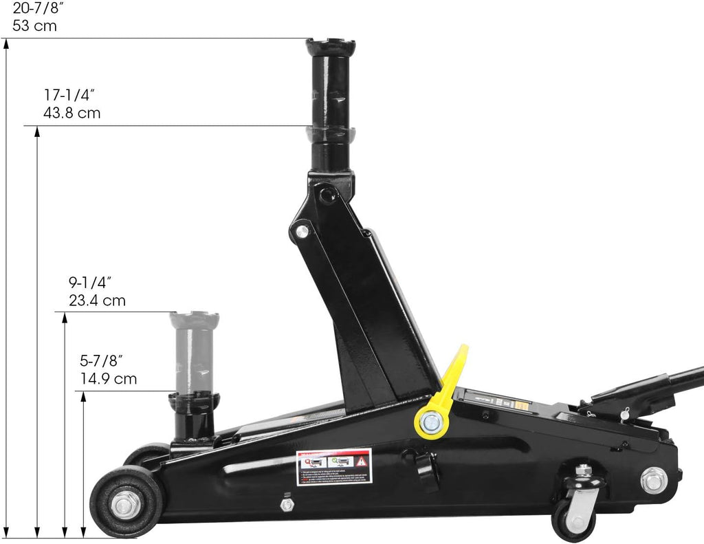 Hydraulic Trolley Floor Jack, 3 Ton (6,000 lb) Capacity, Black G58154